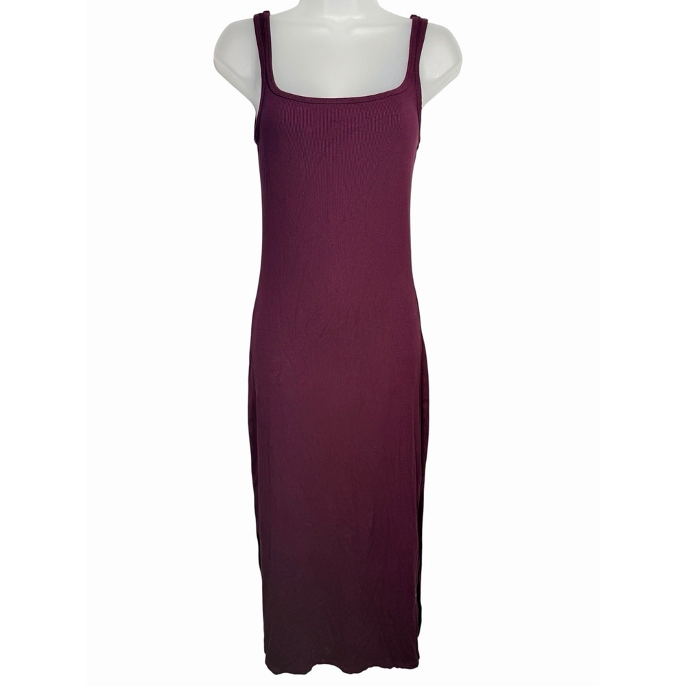 PINK Victoria's Secret Ribbed Midi Dress Burgundy Slit Bodycon‎ Y2K Soft Girl Sm